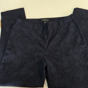 Talbots Women's Floral Textured Navy Pants